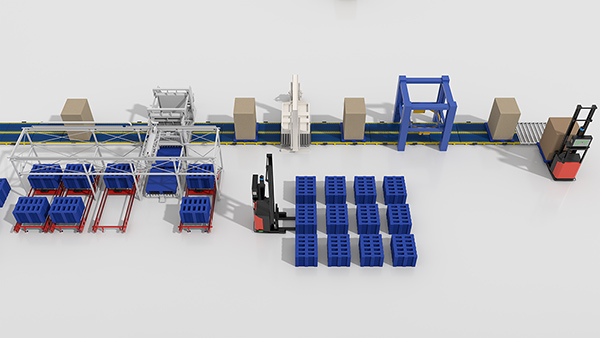 Système de Manutention et de Convoyage de Cartons Ondulés (Cerclage et Emballage de Cartons Finis)